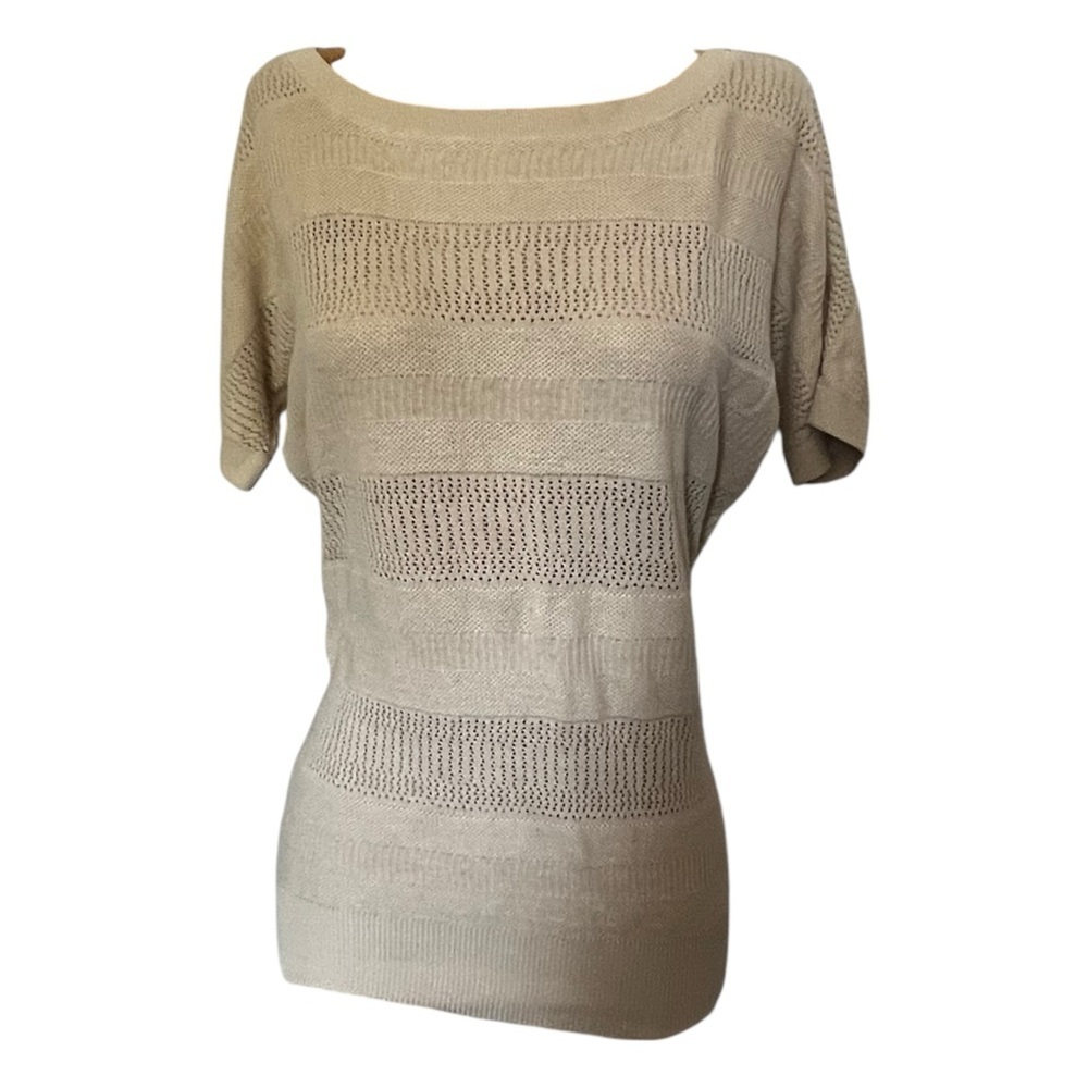 Guess Cream Knit Button Back Top S EUC